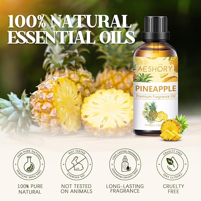 Pineapple Fragrance Oil 3.38FL.OZ - Aromatherapy Essential Oils for Diffusers for Home, Cedar Scented Oils for Massage, Soap Candle Making Scents - 100ML