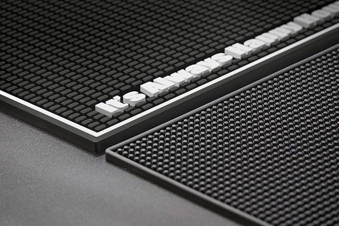 Highball & Chaser Premium Custom Bar Mat 18in x 12in 1cm Thick Durable and Stylish Service Bar Mat for Spills, Coffee, Bars, Restaurants, Counter Top Dish Drying Mat (Happy Hour)