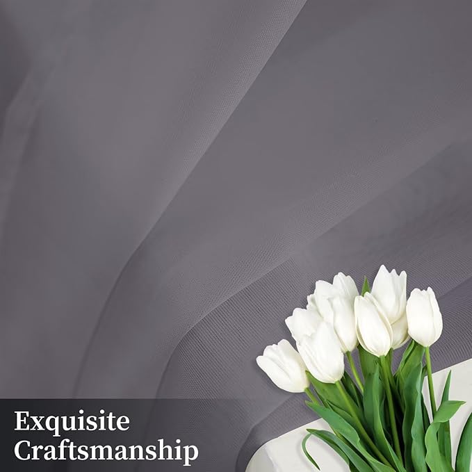 Sheer Curtains 72 Inches Long 2 Panels, Rod Pocket Short Curtain for Kitchen, Bedroom, Cafe Window(Grey 38" W x 72" L)