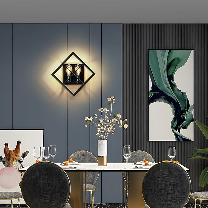 Farmhouse Wall Sconce with Black Finish,Set of 2 Rustic Wall Sconces Indoor Wall Light Fixtures 17.8in for Stairway, Living Room, Bedroom, Bathroom (2 Light,E26 Base, No Bulbs)