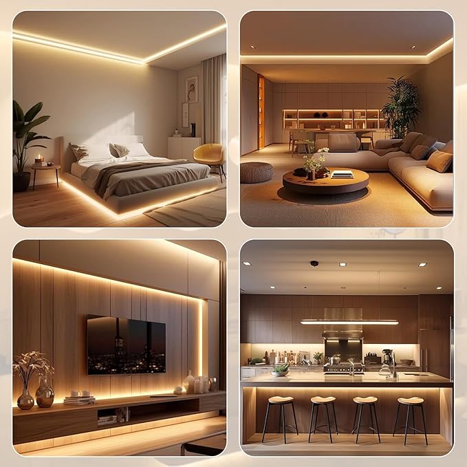 65.6ft COB LED Strip Light with Remote, 3000K Dimmable Bright Warm White Led Lights Strip, Flexible DC24V Led Tape Light for Bedroom, Kitchen, DIY Lighting (2 Rolls of 32.8ft)