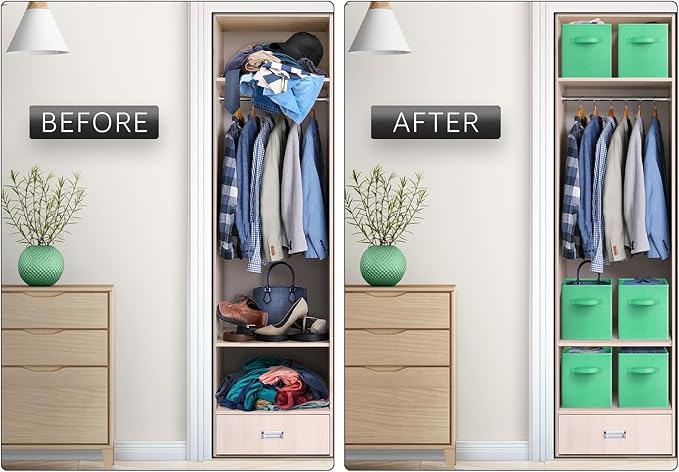 Sorbus Fabric Storage Cubes - 6 Foldable Storage Bins for Organizing Pantry, Cubbies, Toy Box - Clothes Storage & Closet Organizer - 13 Inch Collapsible Cube Baskets for Shelves with Handle