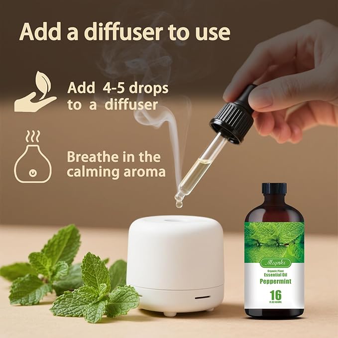 Peppermint Essential Oil-Peppermint Fragrance Oil 16.33oz (490ml)-100% Pure Natural Scent for Diffusers, Candles, Soap Making & Aromatherapy-Relaxing Home & Gift Essential Oil for Bath, Massage