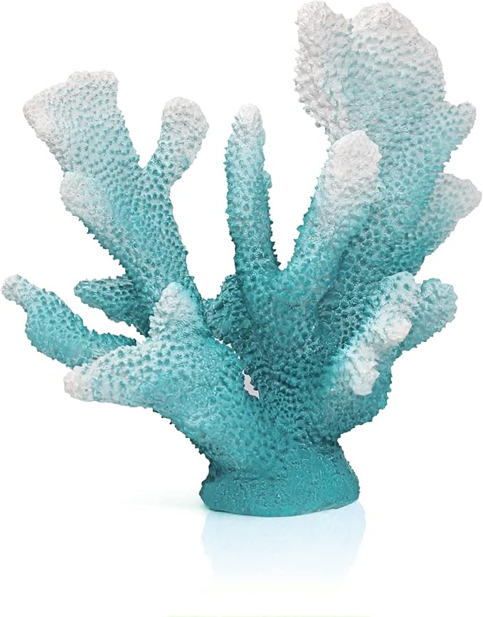 Accessoryway Turquoise Shades Artificial Beach Coral Coastal Decor Resin Coral Statue Nautical Decorations Hawaiian Beach Home Bedroom Party centerpieces for Tables-8.2"
