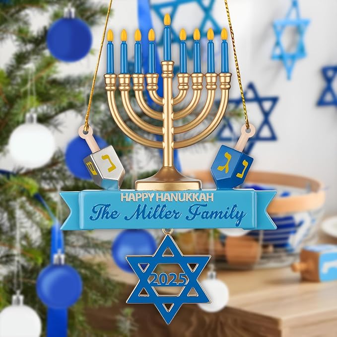 Personalized Hanukkah Suncatchers for Windows - Star of David Ornament, Hanukkah Ornaments, Jewish Menorah Acrylic Window Suncatchers, Jewish Christmas Ornaments