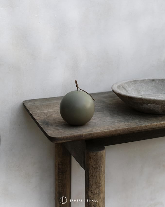 LAWA Sphere Candle - Beautiful Handmade Pillar Scented Soy Wax Elegant Aesthetic Candle Housewarming Gift Home Room Shelf Decor Idea (Earthy Green, Small)