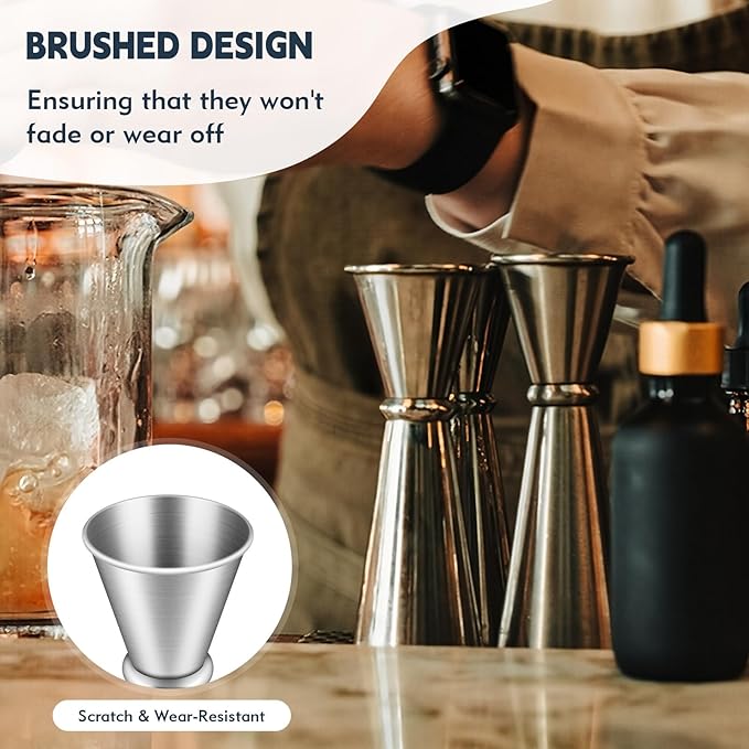 2 Pieces Jigger for Bartending, Double Cocktail Japanese Jigger 304 Stainless Steel Jigger 2 OZ 1 OZ with Measurements Inside for Home Bar Drink Kitchen Bartender Tools