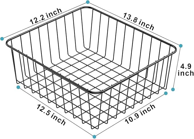 iSPECLE Wire Basket - 6 Pack Wire Storage Baskets Organizer Bins, Pantry Cabinet Shelf Kithen Storage Organization for Easily Get Items, Black