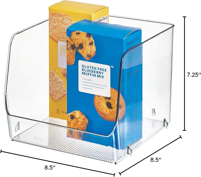 InterDesign iDesign Linus Stacking Organizer Bins for Kitchen, Pantry, Office, Bathroom, Extra Large-Clear (Pack of 4)