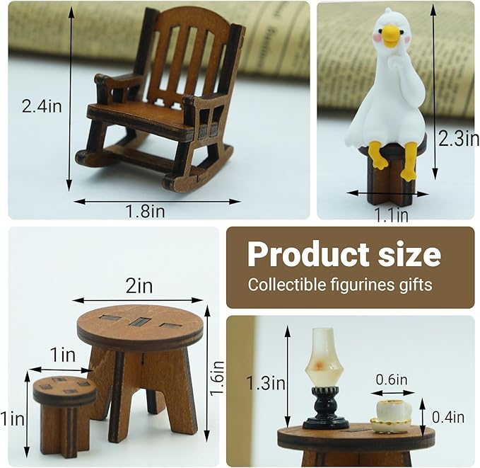 Miniature Ducks Figurines Statue, Adorable Ducks Collectibles Mini Sculpture for Shelf Desk and Bedroom Decor, Cute Home Decorations and Gifts (Sitting Posture Duck)