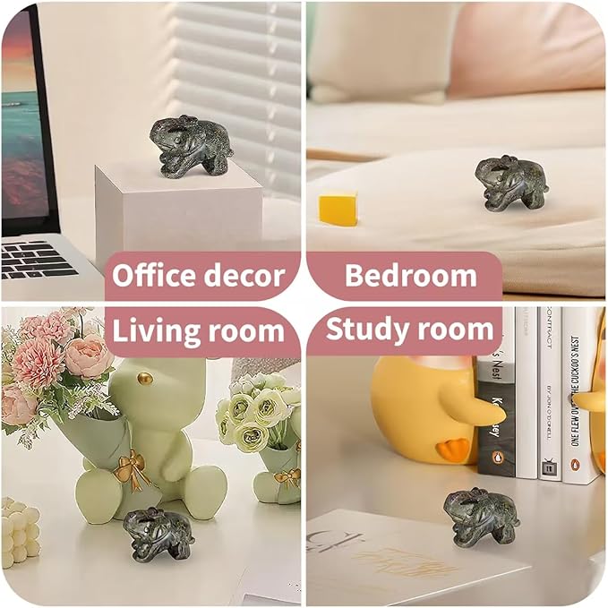 2" Dragon Blood Stone Elephant Statue for Vitality & Strength,Elephant Decor for Wisdom & Good Luck,Elephant Figurine for Home & Office Decor