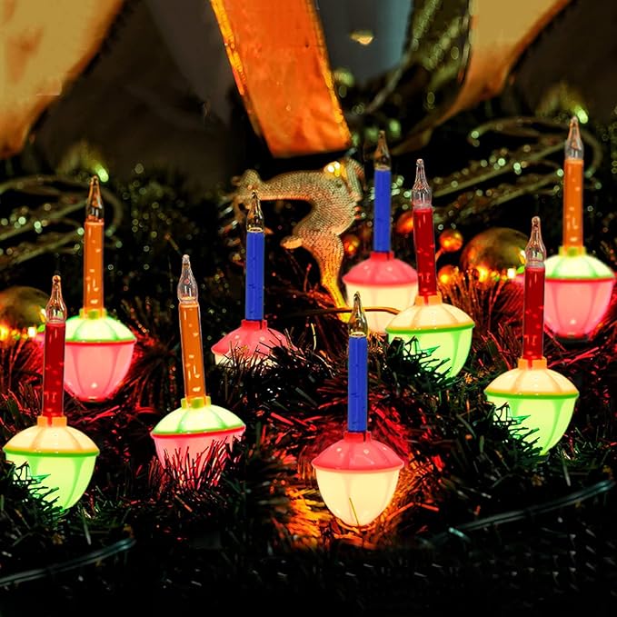 SUNSGNE Christmas Bubble Lights, 8.8Ft Vintage Bubble Lights with 10 Multicolor Bubble Bulbs(1 Spare) for Holiday Christmas Tree Lighting, E12 Base, Green Wire
