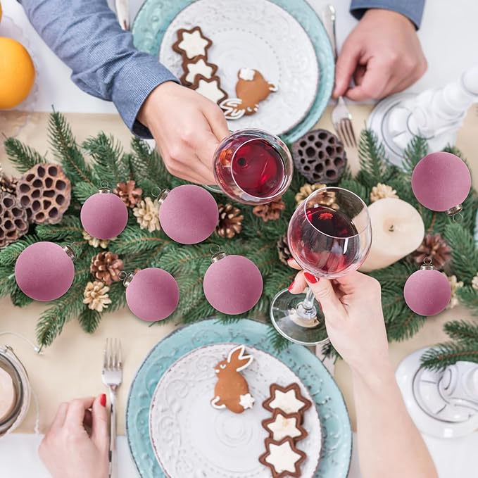 36 Pcs Velvet Christmas Balls Bulk - Flocked Christmas Tree Ball Ornaments Hanging Decoration for Xmas Tree, Wreath, Home or Party Decorations, 2.36", 2.76", 3.15"(Taro Purple)