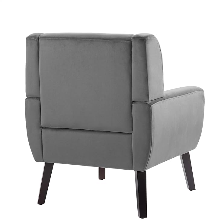 UIXE Accent Chairs Set of 2, Velvet Upholstered Armchair for Living Room, Modern Club Arm Chairs Comfy Single Sofa Button Tufted Bedroom Reading Seat - Gray