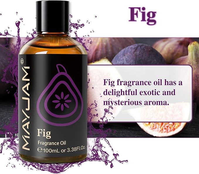 MAYJAM 100ML/3.38FL.OZ Fig Fragrance Oils with Glass Dropper, Essential Oils for Diffusers for Home, Long Lasting Scented Oils for Diffusers Soap Candle Making
