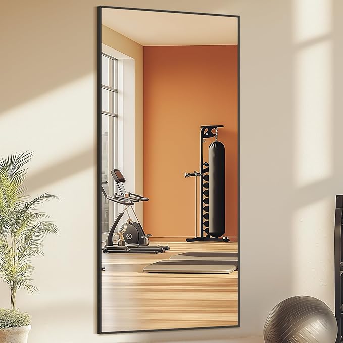 Full Length Mirror, 76"x34" Oversized Floor Mirror Free Standing, Large Full Body Mirror for Bedroom Living Room Gym, Black Mirror Full Length with Tempered Glass