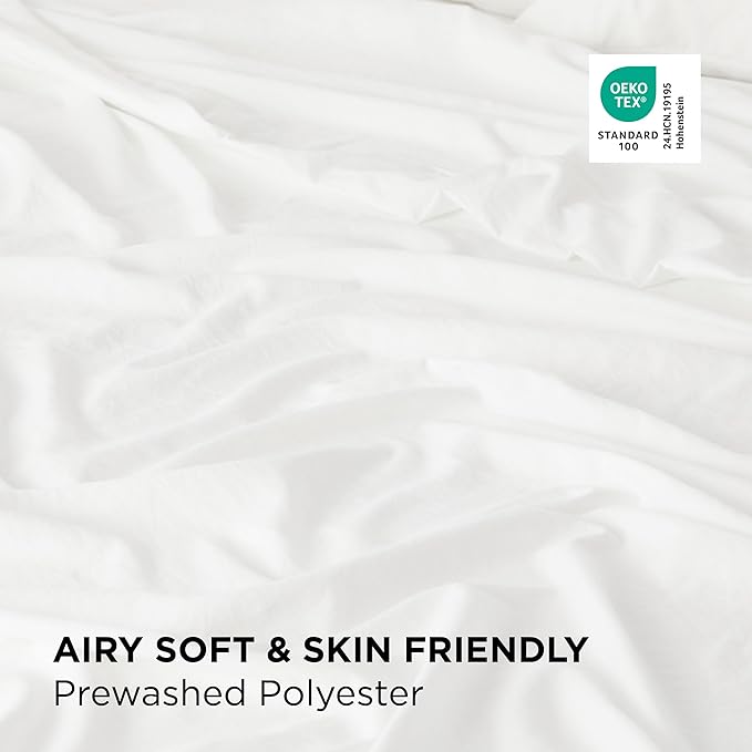 Bedsure Deep Pocket King Sheet Set - 6 Piece, Prewashed Ultra-Soft King Size Sheets Set, Fits Mattresses Up to 18 Inches Thick, Breathable & Secure Fit, Hotel Luxury Bedding, White