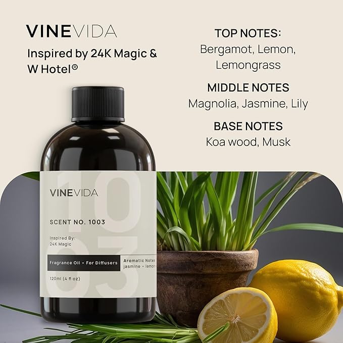 VINEVIDA (32oz) Hotel Fragrance Collection Diffuser Oil - Hotel Scents Diffusers for Home - Cold Air Diffuser Oil - Hotel Scent Essential Oil - Scent No.1003 Inspired by W Hotel