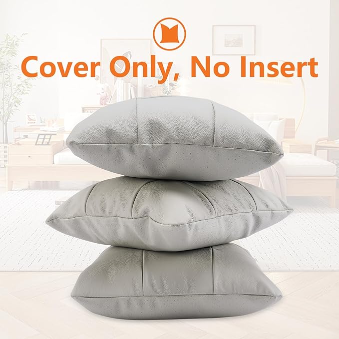 Kidol & Shellder Genuine Leather Throw Pillow Cover 18x18 Modern Solid Lumbar Pillow Covers-Luxury Pillowcases for Couch Sofa Bed-Soft Durable Decorative Cushion Case with Hidden Zipper(Forest Blue)