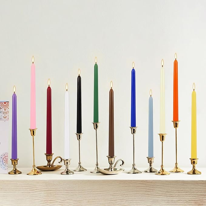 24 Pack Assorted Color Spell Chime Candles – Premium Unscented Dripless,Taper Candles for Rituals, Prayer, Birthdays, Meditation, Altar, Spells, Chime Candles - 10 Inch Tall - Ideal for Witches