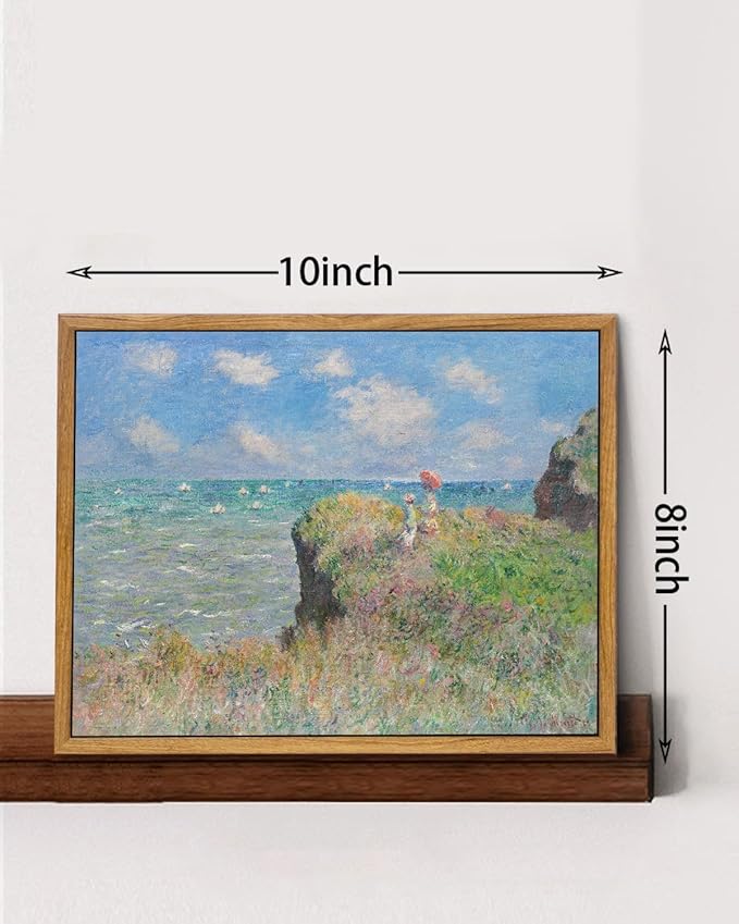 KISSFOX Monet Wall Art Cliff Walk Impressionist Canvas Print Nature Wilderness Painting Gallery Artwork Aesthetic Pictures Decor Living Room Bathroom Office Bedroom