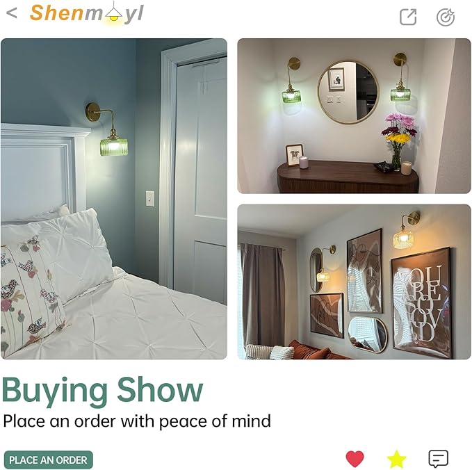 Battery Operated Wall Sconce with Green Striped Shade Pattern Glass Adjustable Chain Retro Gold Wall Mounted Light, Modern Wall Lamp Fixtures Decor for Bedside Bedroom Indoor Doorway