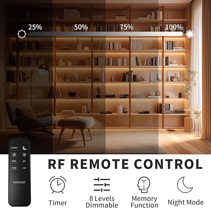 COB LED Strip Lights, Bright COB LED Lights 20ft LED 3000K Cool White Dimmable LED with RF Remote Under Cabinet Lighting for Bedroom Counter Kitchen