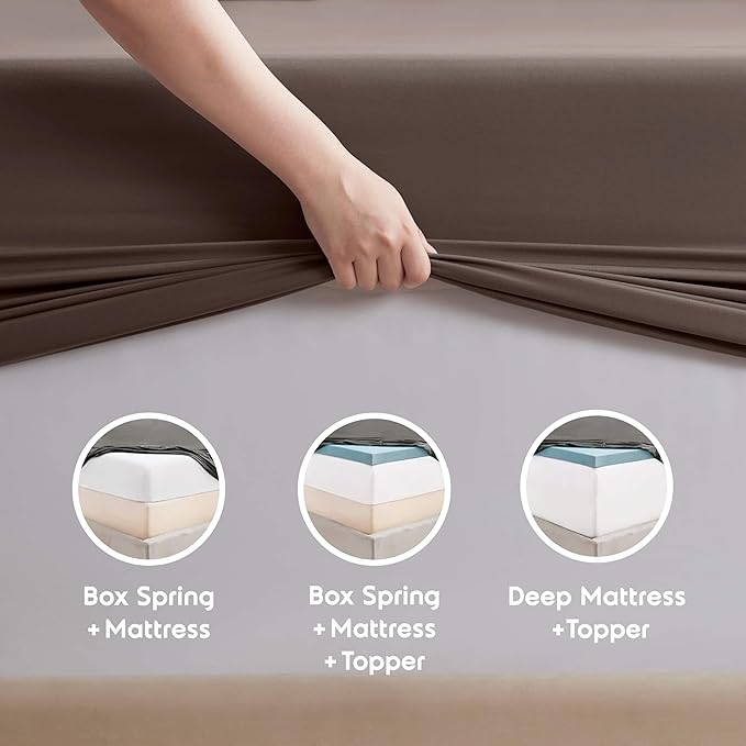 Nestl Extra Deep Full Sheet Set - 6 Piece Breathable & Cooling Sheets - Hotel Luxury Bedding Set w/18-24 Inch Deep Pockets - Easy & Secure Fit - Super Soft, Wrinkle Free & Comfy - Chocolate Brown