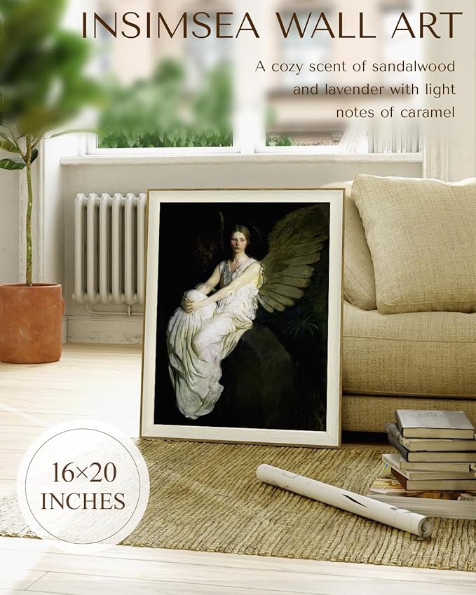 InSimSea Framed Canvas Wall Art Home Decor,Stevenson Angel Vintage America Country Memorial Classical Oil Painting Prints Decorative for Living Room, Bedroom, Office Wall Decor 16X20In