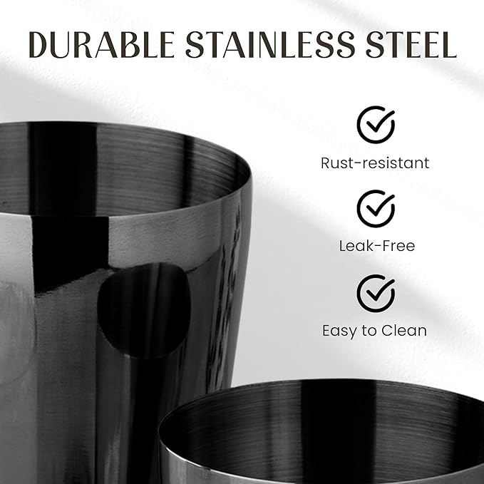 Mixology & Craft Cocktail Shaker Set - 11-Piece Bar Accessories Kit w/Weighted Boston Shaker, Strainer, Jigger, Muddler and More - Home Bartending Tools, Accessories for Bartender, Black