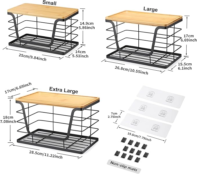 ALOCEO 3 Pack Stackable Storage Bins with Lids, Stainless Steel Trash Bag Dispenser Roll Holder for for Kitchen Sink, Laundry, Pantry Organizer and Storage