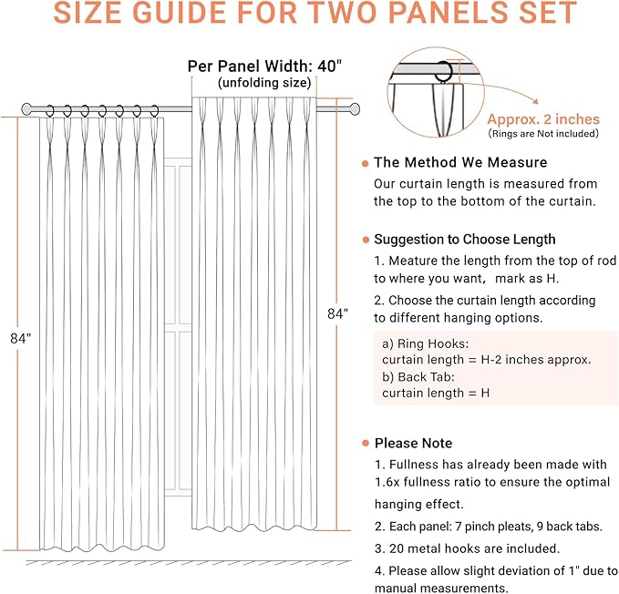 100% Blackout Shield Linen Look Textured Pinch Pleated Curtains Blackout Drapes 84 Inch Long 2 Panels Set, Faux Linen Blackout Curtains for Bedroom & Living Room, 40" W x 84" L, Mustard Yellow