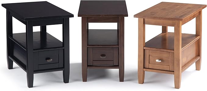 SIMPLIHOME Warm Shaker SOLID WOOD 14 inch Wide Rectangle Transitional Narrow Side Table in Black for the Living Room and Bedroom