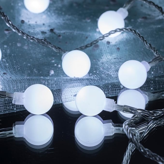 Ogrmar 49 ft 100 LED Globe Ball String Lights 8 Modes Fairy String Lights with Remote, Timer Function & Connectable for Indoor Outdoor Wedding Birthday Christmas Tree Garden Decor (100, White)