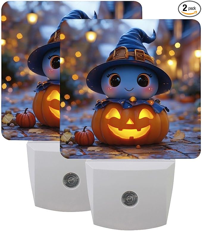 2 Pack Halloween Night Light Plug-in LED Nightlights Auto Sensor Night Lamp Dusk-to-Dawn Lamp Home Decor for Children,Elderly People Bedroom
