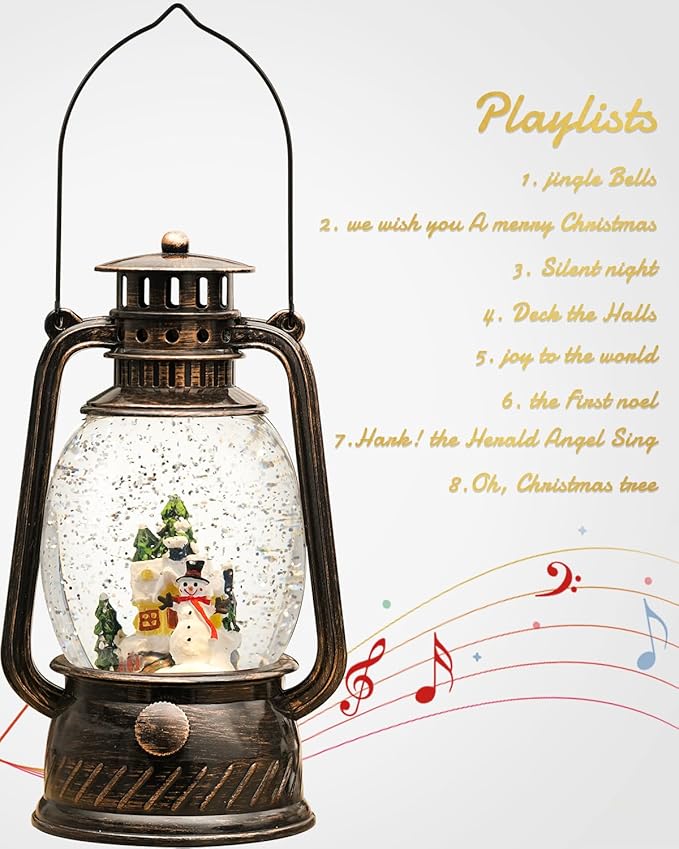 Christmas Decorations Snowman Snow Globes Musical Lighted with 6H Time Glittering Village Christmas Decor Snow Globes Snowman Gifts