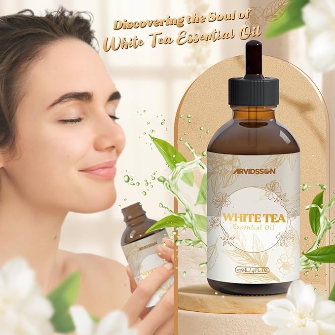 White Tea Essential Oil 4 Fl Oz (120ml) - Pure and Natural Fragrance Oil, White Tea Oil for Diffusers, Candle Making, Room Spray Diffuser Oil for Home, Aromatherapy Scented Oil Gift for Women