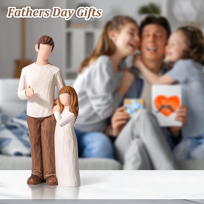 Father and Daughter Figurines, Home Decor Statue Gifts,Personalized Sculpted Hand-Painted Figure Gifts for Fathers Day, Birthday, Wedding, Thanksgiving or Christmas.