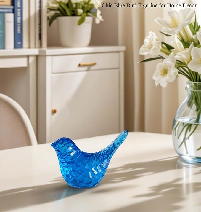 Blue Bird Figurines Living Room Office Shelf Home Decor Accents,Bird Gifts for Bird Lovers Women,Knick Knacks for Shelves Bookshelf