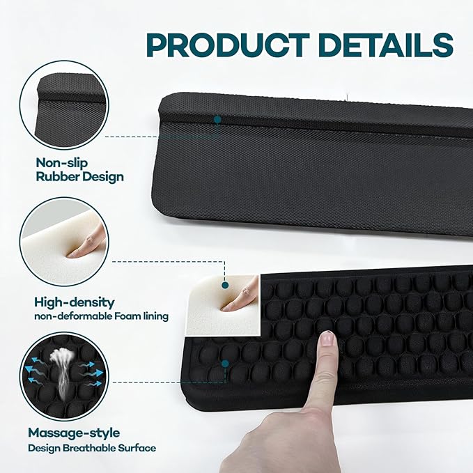 2PCS Desk Elbow Pad, Ergonomic L-Shape Office Elbow Support Pads with Non-Slip Rubber Base & High-Density Foam, Anti-Slip Desk Edge Cushion for Typing, Gaming, and Office Work(Black)