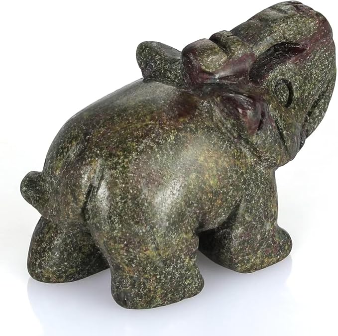 2" Dragon Blood Stone Elephant Statue for Vitality & Strength,Elephant Decor for Wisdom & Good Luck,Elephant Figurine for Home & Office Decor