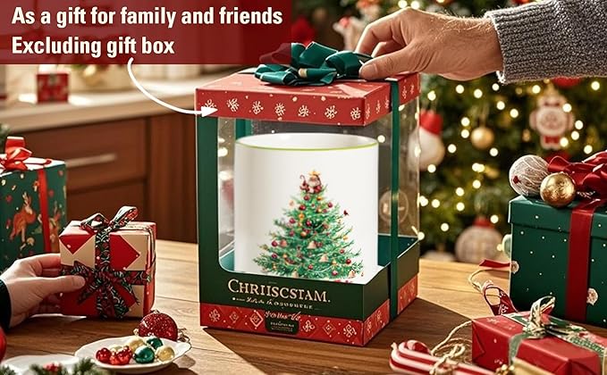 Christmas Utensil Holder, Christmas Tree Utensils Holder for Christmas Kitchen Decor, Xmas Cute Ceramic Utensils Crock for Rustic Farmhouse Indoor Kitchen Decorations
