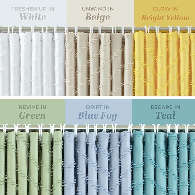 78inches Long Yellow Shower Curtain Boho Farmhouse Shower Curtain 72 x 78 Tufted Chevron Textured Minimalist Shower Curtains for Bathroom