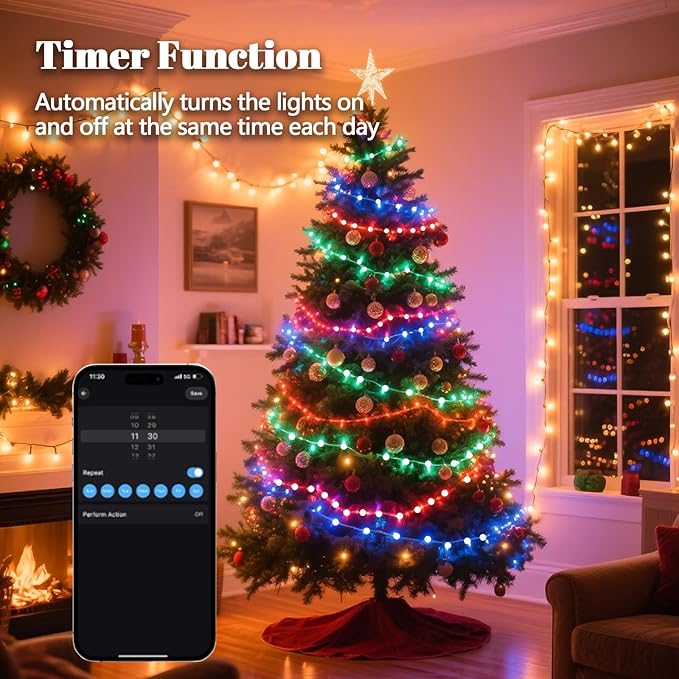 Vigdur 33FT RGB Globe String Lights, 100 Balls DIY Color Changing Fairy Lights USB Powered with Remote & APP Control, Music Sync, Christmas Twinkle Light for Bedroom Party Xmas Tree