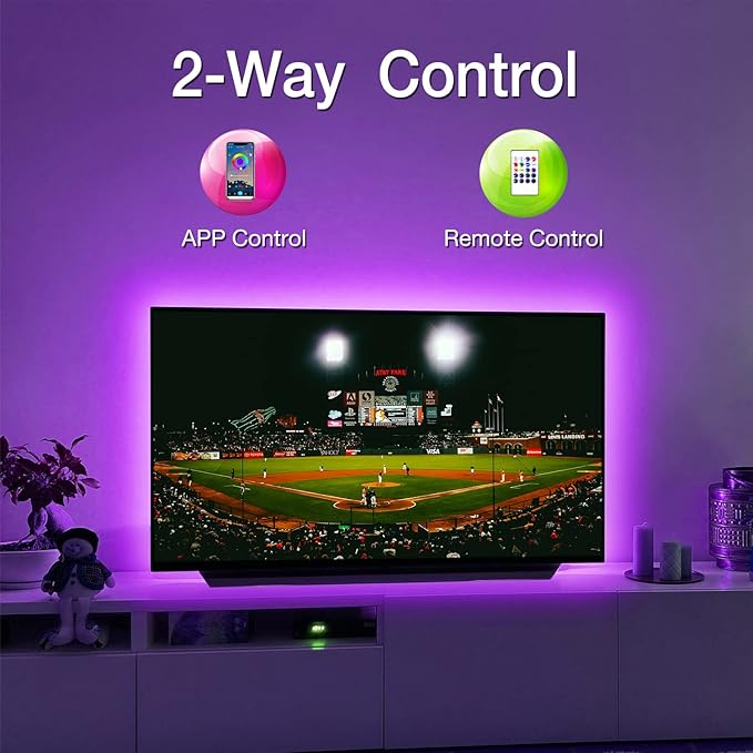 TV Led Backlight 85Inch, 20ft Led Lights for TV 85-100 Inch, Led Strip Lights with Remote, Music Sync Bluetooth APP TV Light Behind, USB TV Lights for Bedroom, Mood Lighting, Gaming Room Decor