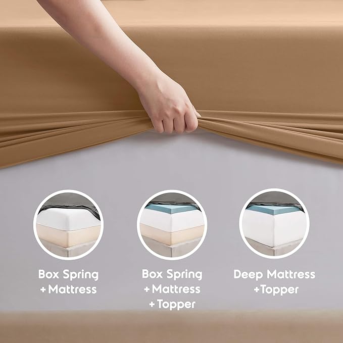 Nestl Extra Deep Full Sheet Set - 6 Piece Breathable & Cooling Sheets - Hotel Luxury Bedding Set w/18-24 Inch Deep Pockets - Easy & Secure Fit - Super Soft, Wrinkle Free & Comfy - Mocha Brown
