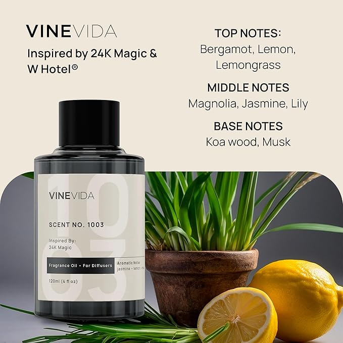 VINEVIDA (Pack of 4) Hotel Fragrance Collection Diffuser Oil - Hotel Scents Diffusers for Home - Cold Air Diffuser Oil - Hotel Scent Essential Oil, Diffuser Scents No. 1000, No.1001, No.1007, No.1003