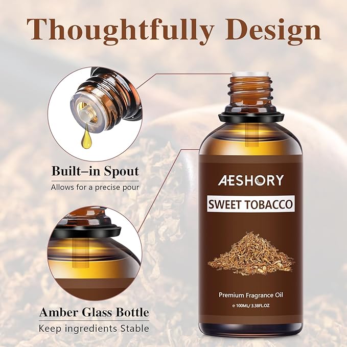 Sweet Tobacco Fragrance Oil 3.38FL.OZ - Aromatherapy Essential Oils for Diffusers for Home, Sweet Tobacco Scented Oils for Massage, Soap Candle Making Scents - 100ML