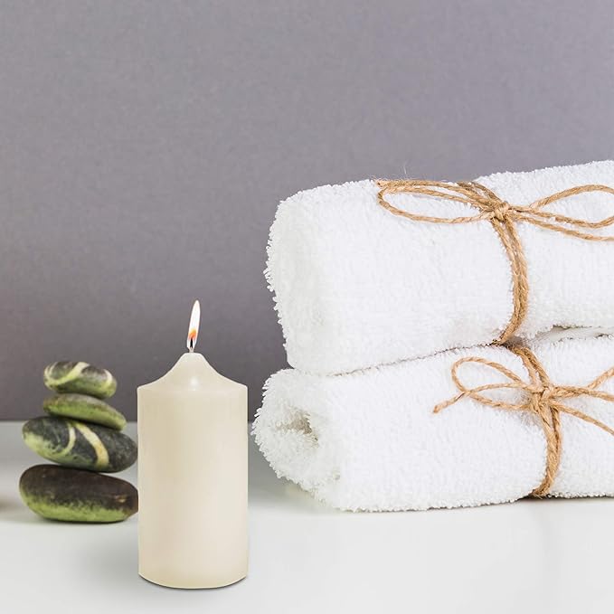 Super Z Outlet Unscented Pillar Candles for Weddings, Home Decoration, Relaxation, Spa, Smokeless Cotton Wick (1, Ivory, 3"x6")