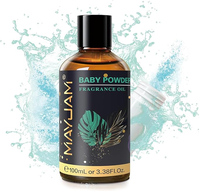 MAYJAM 100ML/3.38FL.OZ Baby Powder Fragrance Oils with Glass Dropper, Essential Oils for Diffusers for Home, Long Lasting Scented Oils for Diffusers Soap Candle Making